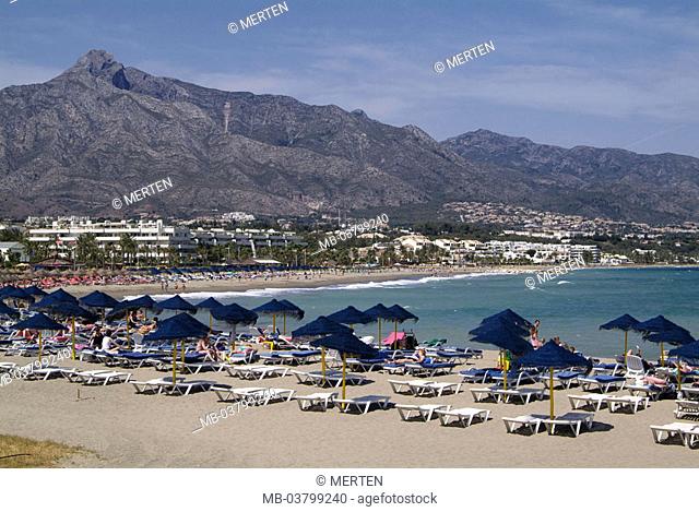 Spain, Andalusia, Costa Del sol,  Marbella, Puerto Banus, beach   Europe, Southern Europe, Iberian peninsula, destination, destination, sea, Mediterranean