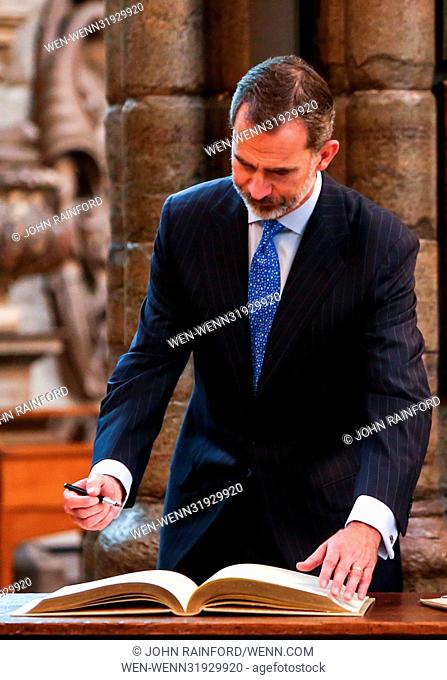 King Felipe and Queen Letizia of Spain visit Westminster Abbey, accompanied by Prince Harry. Featuring: King Felipe VI Where: London