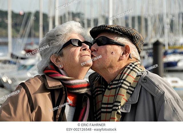 Old happy senior couple