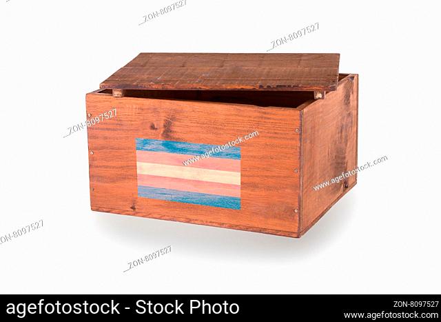 Wooden crate isolated on a white background, Trans Pride