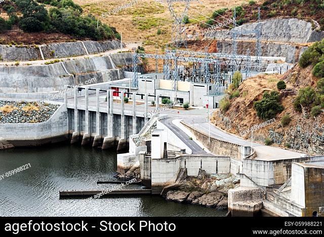 Hydroelectric Power Station of Alqueva. In the Alentejo in Alqueva Lake is this piece of modern engineering
