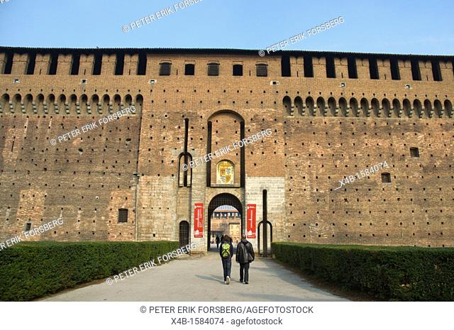 Castello Sforzesco castle exterior Milan Lombardy region Italy Europe