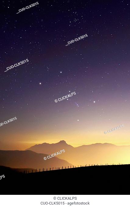 Orion constellation from Colma di Sormano, Triangolo Lariano, Lombardy, Italy