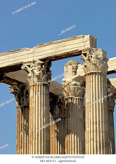 Olympieion, Temple of Olympian Zeus, Pentelic marble, Corinthian columns, Athens, Greece