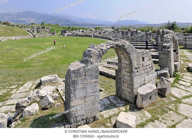 Ruins of the Roman amphitheatre in Salona near Split, Croatia, Europe