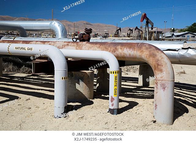 Taft, California - Natural gas pipeline in the oil and gas fields of southern San Joaquin Valley