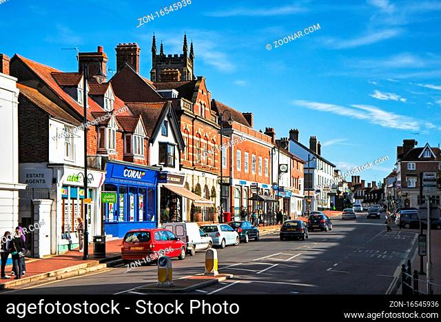 View of High Street Shops in East Grinstead West Sussex