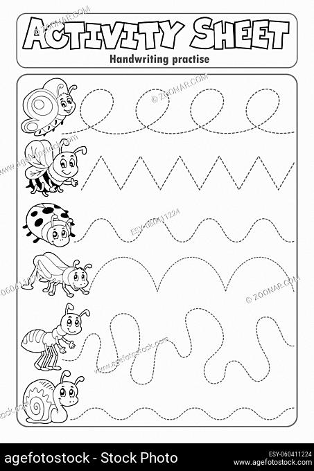 Activity sheet handwriting practise 6 - picture illustration