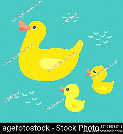 Cartoon mother duck swimming in the pond with ducklings, Stock Vector,  Vector And Low Budget Royalty Free Image. Pic. ESY-055983743 | agefotostock