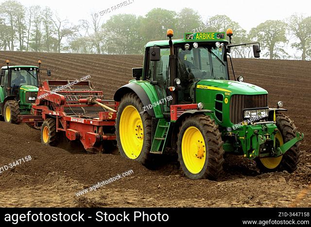 Preparing soil for potato crop sowing Montrose Scotland