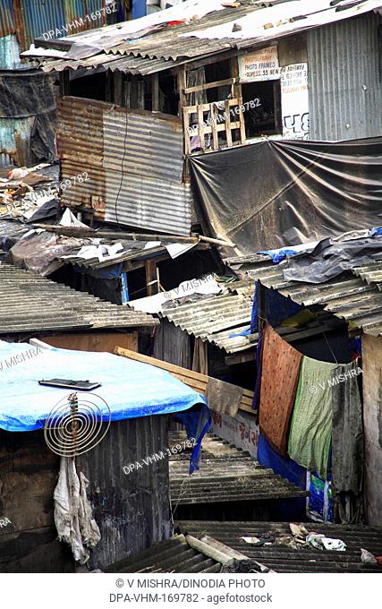 Slum in behrampada at anant kanekar marg ; Bandra ; Bombay Mumbai ; Maharashtra ; India 9-September-2009