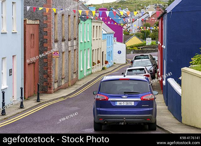 Colourful houses, Eyeries, Beara Peninsula, County Cork, Ireland, United Kingdom