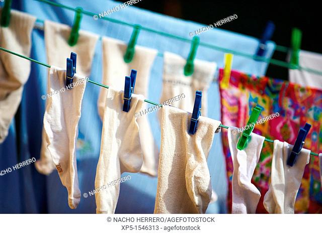 Socks drying in the sun