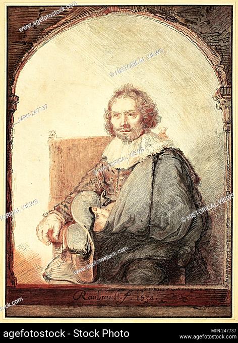 Portrait of a Man in an Arm Chair, from Collection d'imitations de Dessins d'après les Principaux Maîtres Hollandais et Flamands - published 1821 - Christian...