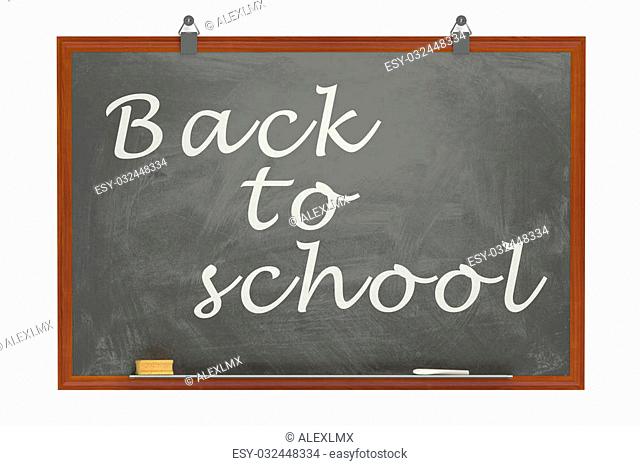 Back to school concept on chalkboard isolated on white background
