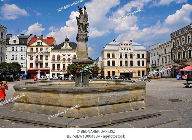 Fountain with statue of St. Florian from the 18th century. Cieszyn, Silesian Voivodeship, Poland
