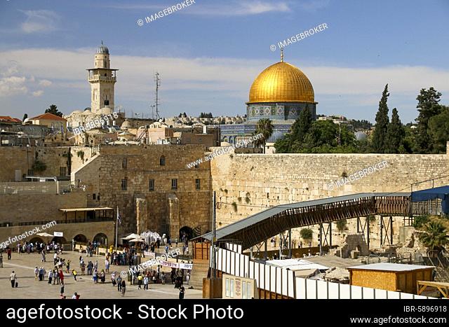 Wailing Wall with Dome of the Rock, Jerusalem, Israel, Asia
