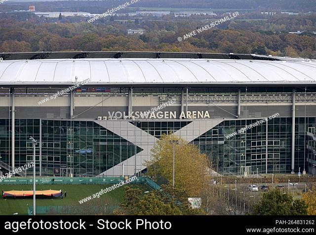 Overview Volkswagen Arena, exterior view, soccer game, World Cup qualification group J matchday 9, Germany (GER) - Liechtenstein (LIE) 9: 0, on 11.11