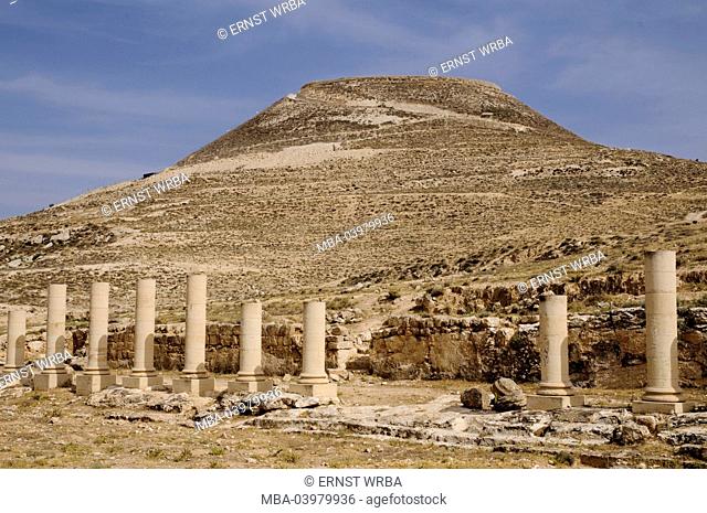 Herodion National Park, antique excavation of Herodion, pool complex, Palestine, West Jordan Land, west bank, Israel