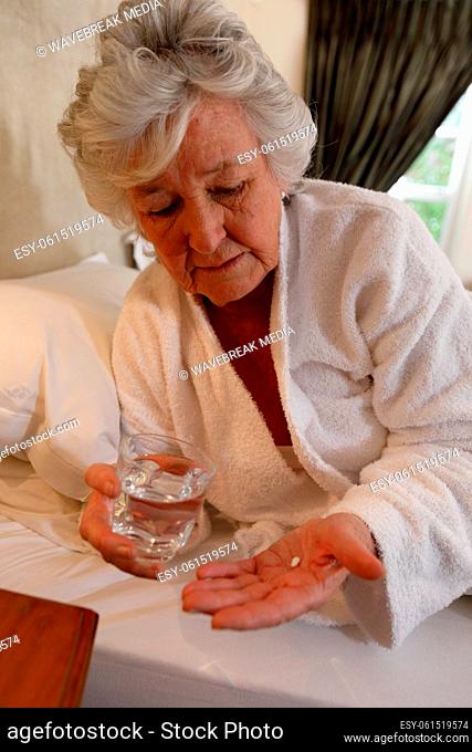 Senior caucasian woman spending time at home