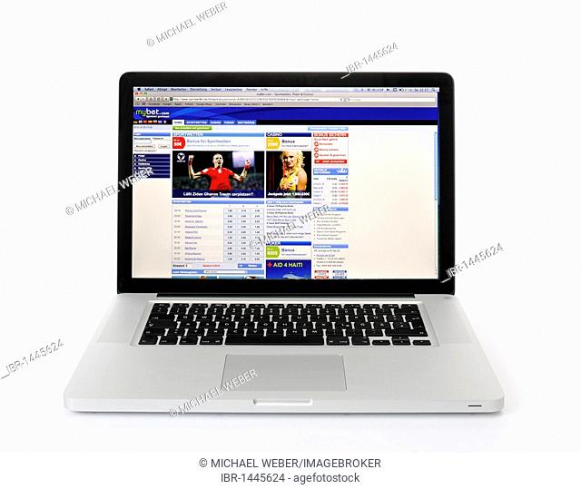 MyBet sports betting online portal on notebook screen