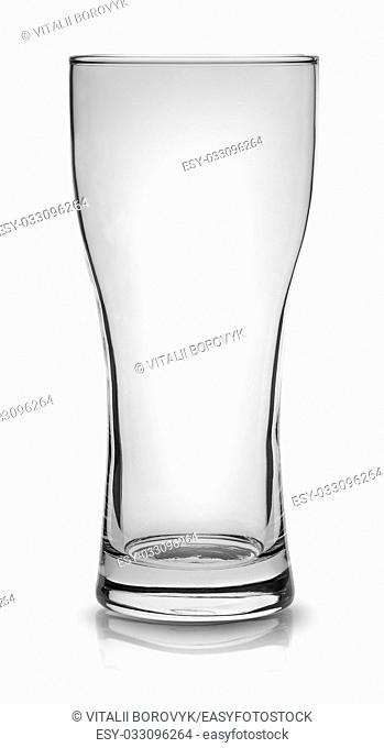 Empty small beer glass isolated on white background