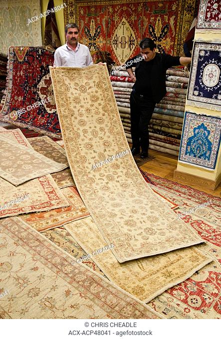 Turkish Carpet display in shop, Istanbul, Turkey