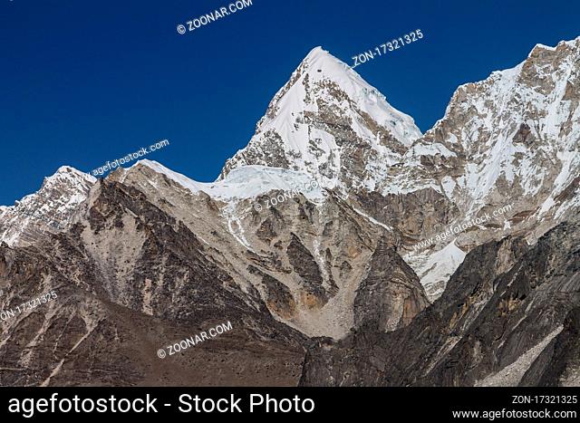Pumori (7161m) seen from Chukhung Ri. Sagarmatha National Park, Solukhumbu, Nepal. which is one of the best view points in the Everest Region