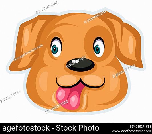 Happy dog with green eyes, illustration, vector on white background
