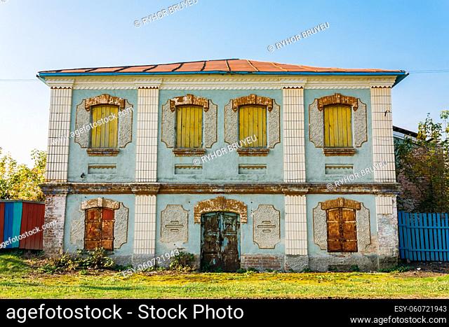 Old house in village of Korma in Dobrush district, Gomel region, Belarus