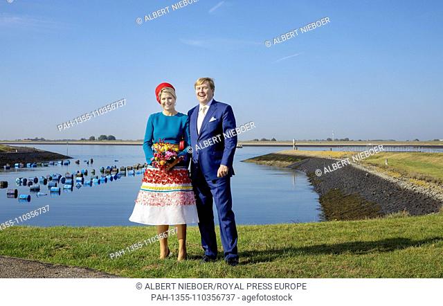King Willem-Alexander of The Netherlands at Anna Jacobapolder, on October 16, 2018, for a regional visit to Schouwen-Duiveland and Tholen in the province of...