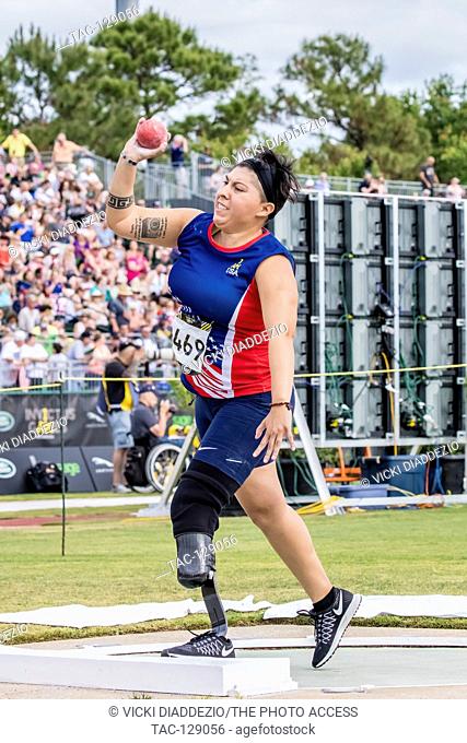 Lauren Montoya of the USA competes in the shot put event during the Invictus Games on May 10, 2016 at ESPN Wide World of Sports Complex in Orlando, FL