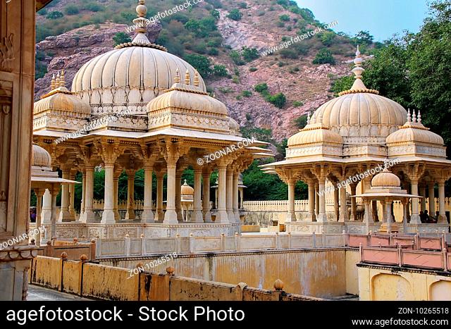 Royal cenotaphs in Jaipur, Rajasthan, India. They were designated as the royal cremation grounds of the mighty Kachhawa dynasty