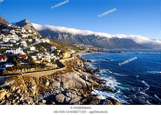 Victoria Road, Clifton with Twelve Apostles, Atlantic Seaboard, Cape Town
