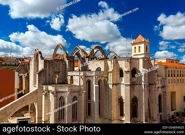 Ruins of the destroyed Carmo Church - Lisbon Portugal - architecture background