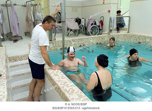 Reportage at the thermal baths in Lamalou-les-Bains, France. Leroy Pavilion, care service devoted to neurological disorders