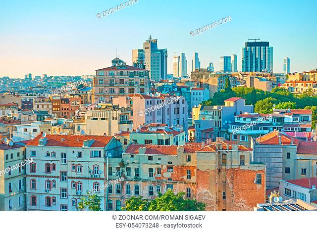 Buildings in Galata district in Istanbul, Turkey