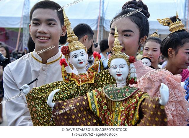 Traditonal Thai puppets and performers at the World Puppet Festival, Bangkok, Thailand