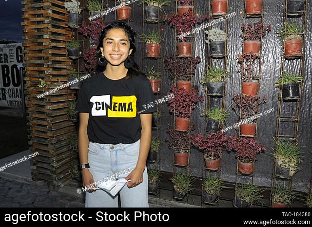 PUEBLA, MEXICO – DECEMBER 19: Paulina Bolivar poses for photos during the press conference Emma en Los Olivos at  Los Olivos Football Club on December 19