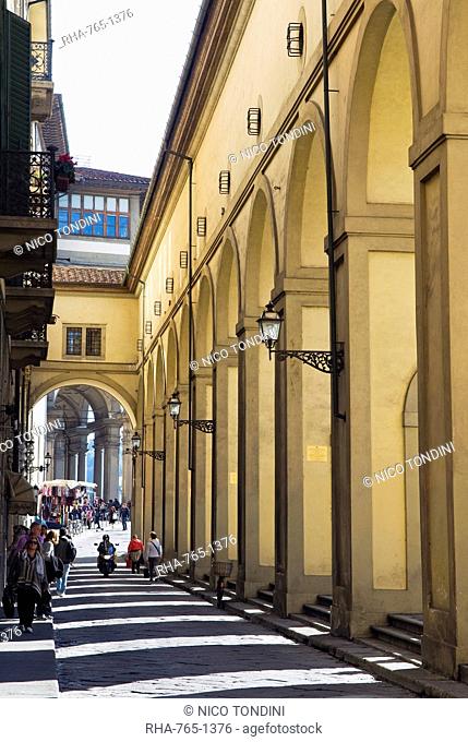 The Vasari Corridor Corridoio Vasariano, UNESCO World Heritage Site, Florence, Tuscany, Italy, Europe
