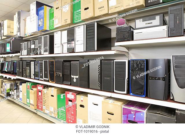 Hard drives for sale in an electronics store