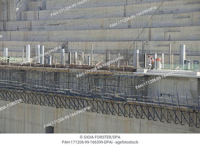 Building site machines stand on the construction site of the Grand Ethiopian Renaissance Dam in Guba in the North West of Ethiopia, 24 November 2017