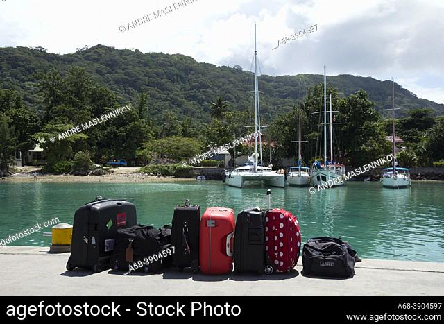 Suitcases on La Digue island. Seychelles
