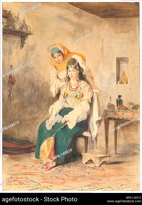 Saada, the Wife of Abraham Ben-Chimol, and Préciada, One of Their Daughters. Artist: Eugène Delacroix (French, Charenton-Saint-Maurice 1798-1863 Paris); Date:...