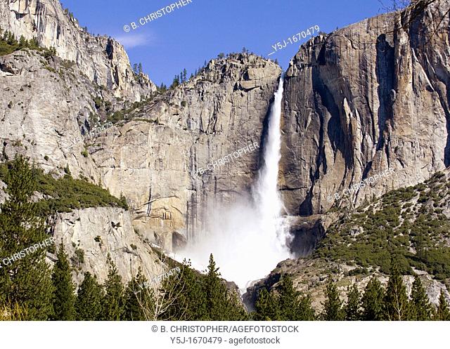 Yosemite falls under blue sky - Yosemite Valley, California, USA