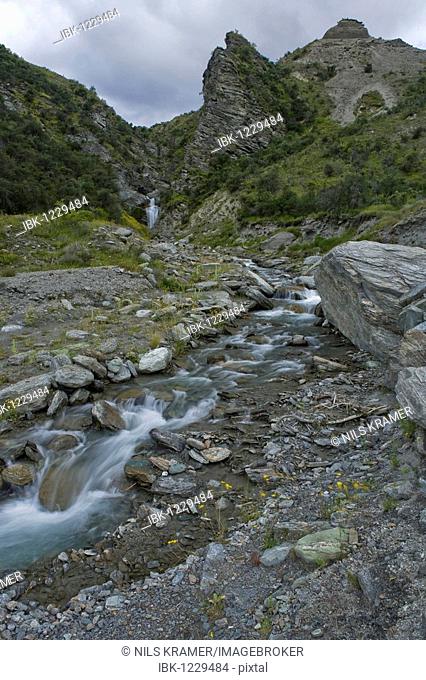 Mountain stream in Skippers Canyon, Queenstown, South Island, New Zealand