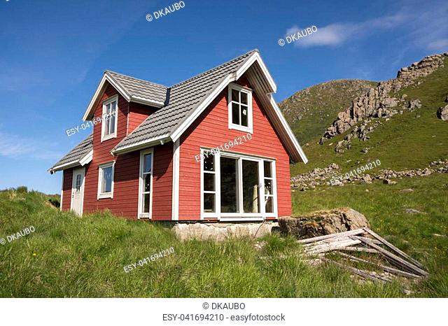 red house in Nyksund to the Lofoten islands in Norway