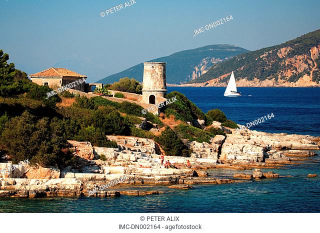 Greece, ionian islands, Kefalonia, lighthouse of Fiskardo