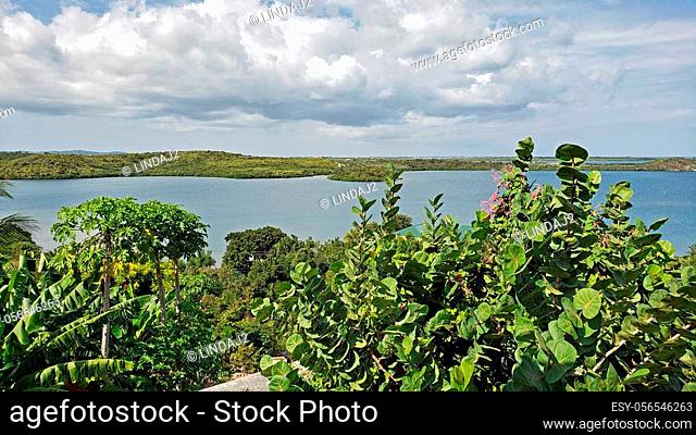 Overlooking Mercer Creek Bay from Seatons, Antigua Barbuda Lesser Antilles, West Indies, Caribbean