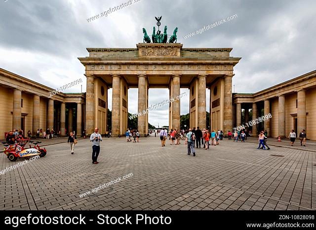 BERLIN, GERMANY - AUGUST 11: The Brandenburger Tor (Brandenburg Gate) is the ancient gateway to Berlin on August 11, 2013